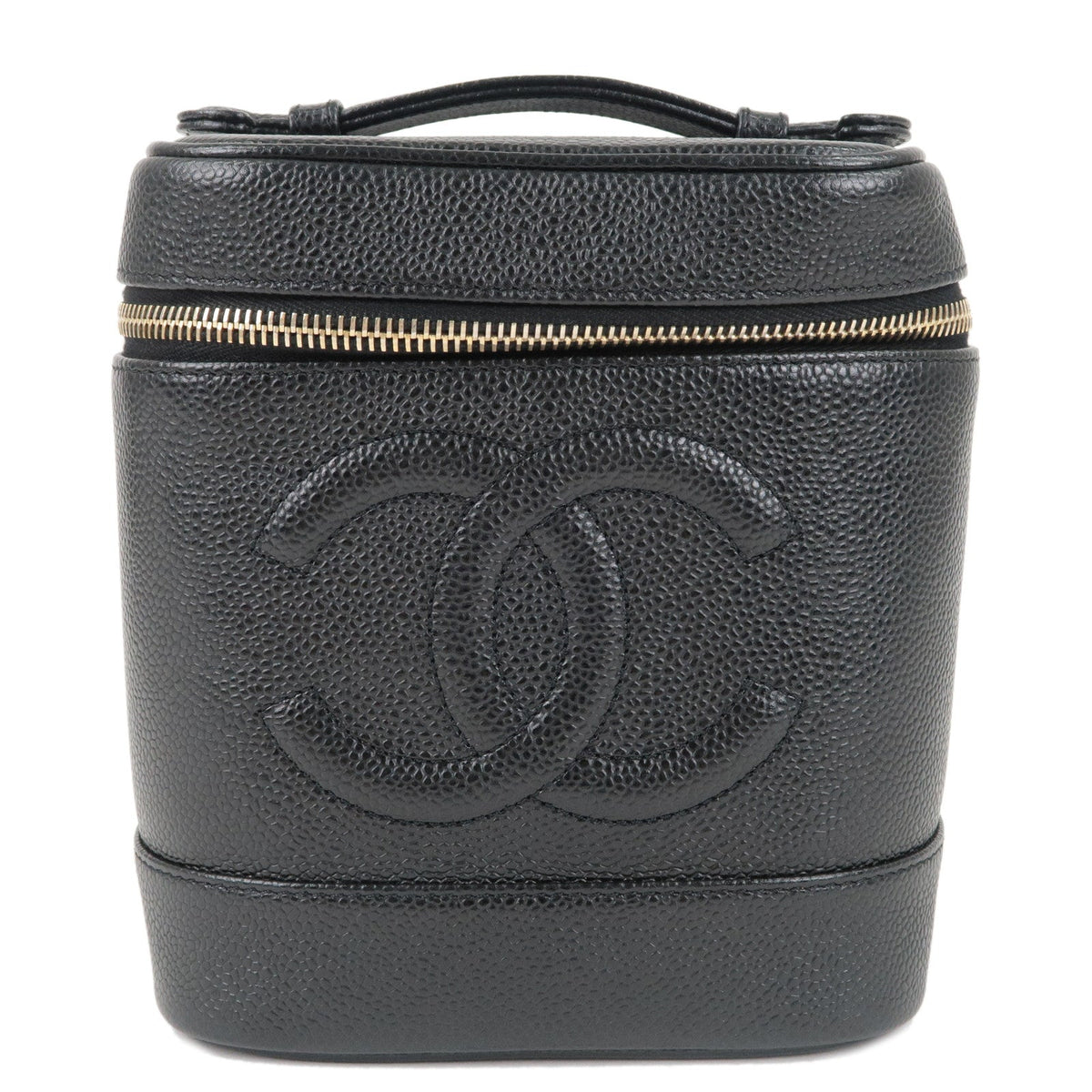 Chanel Caviar Skin Vanity Bag Hand Bag Cosmetic Pouch Black A01998