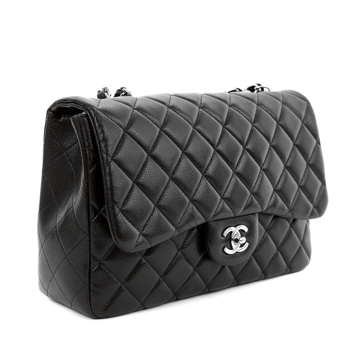 Chanel Chocolate Brown Caviar Jumbo Classic w/ Silver Hardware