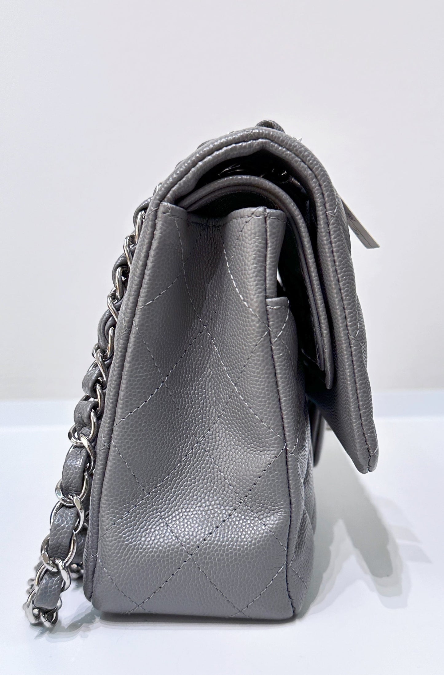 Chanel Flap Medium Quilted Grey Shoulder Bag