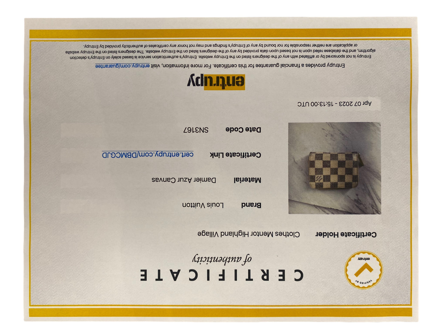 Wallet Luxury Designer By Louis Vuitton Size: Small