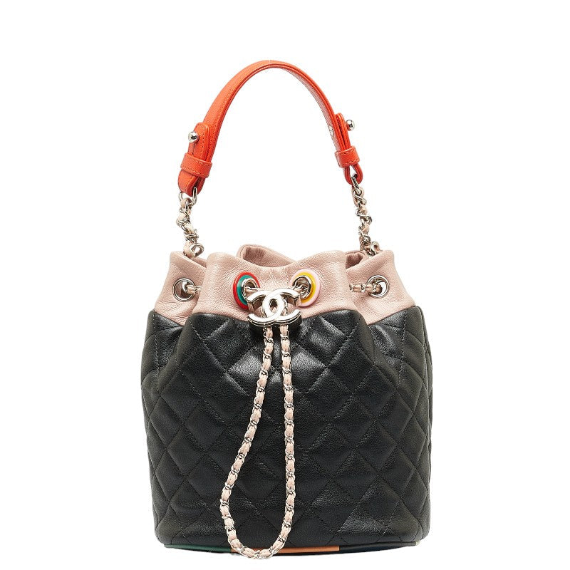 Chanel Chain Matrasse Chain Handbag 2WAY Black Pink Multicolor Lambskin CHANEL