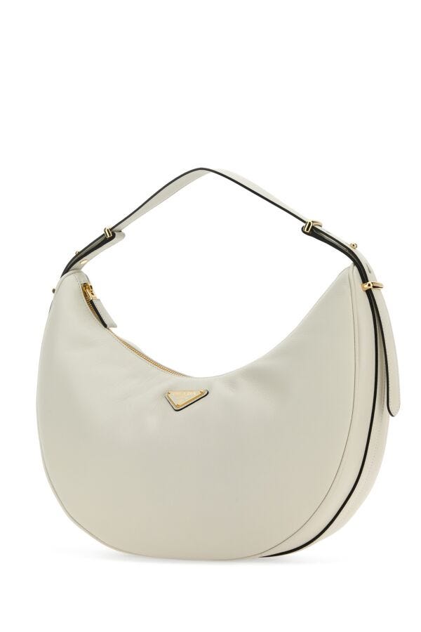 Prada Woman White Leather Big Arqu㨠Handbag
