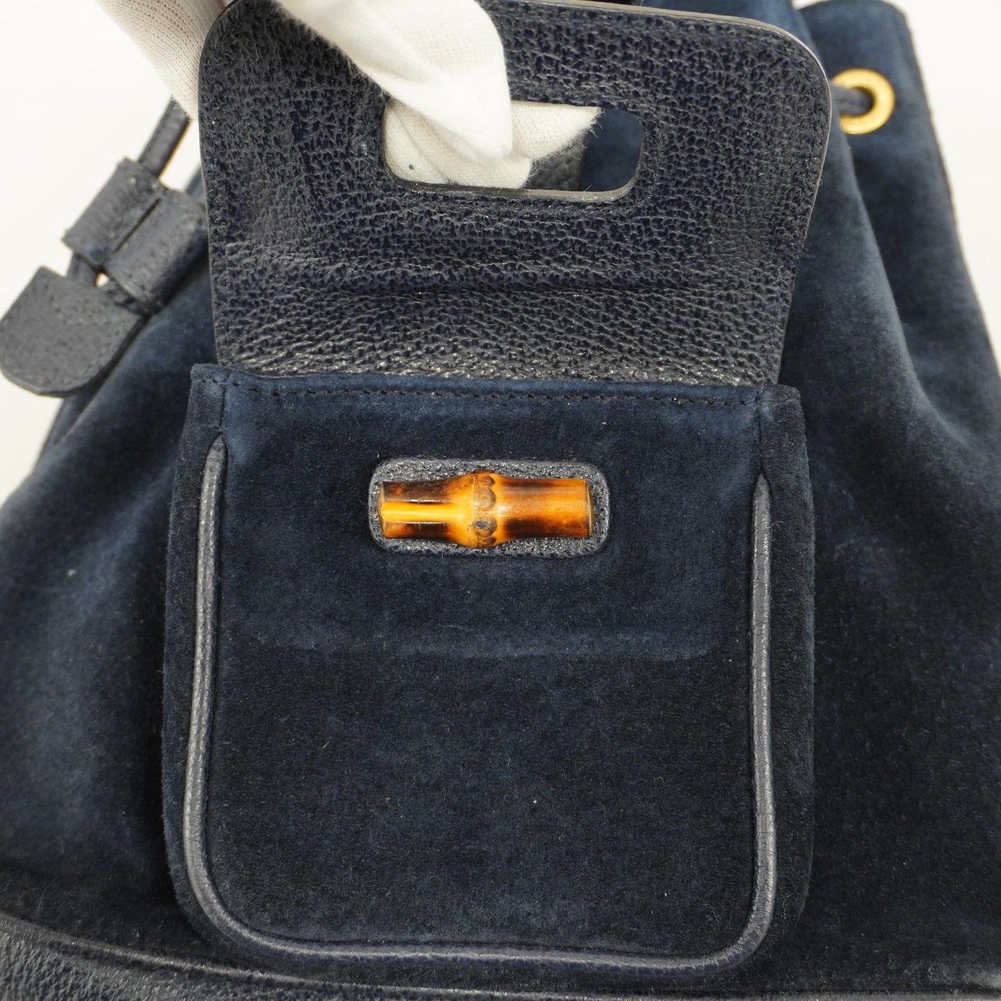 GUCCIAuth Bamboo Rucksack 003 1956 0030 Women's Leather,Suede Backpack Navy