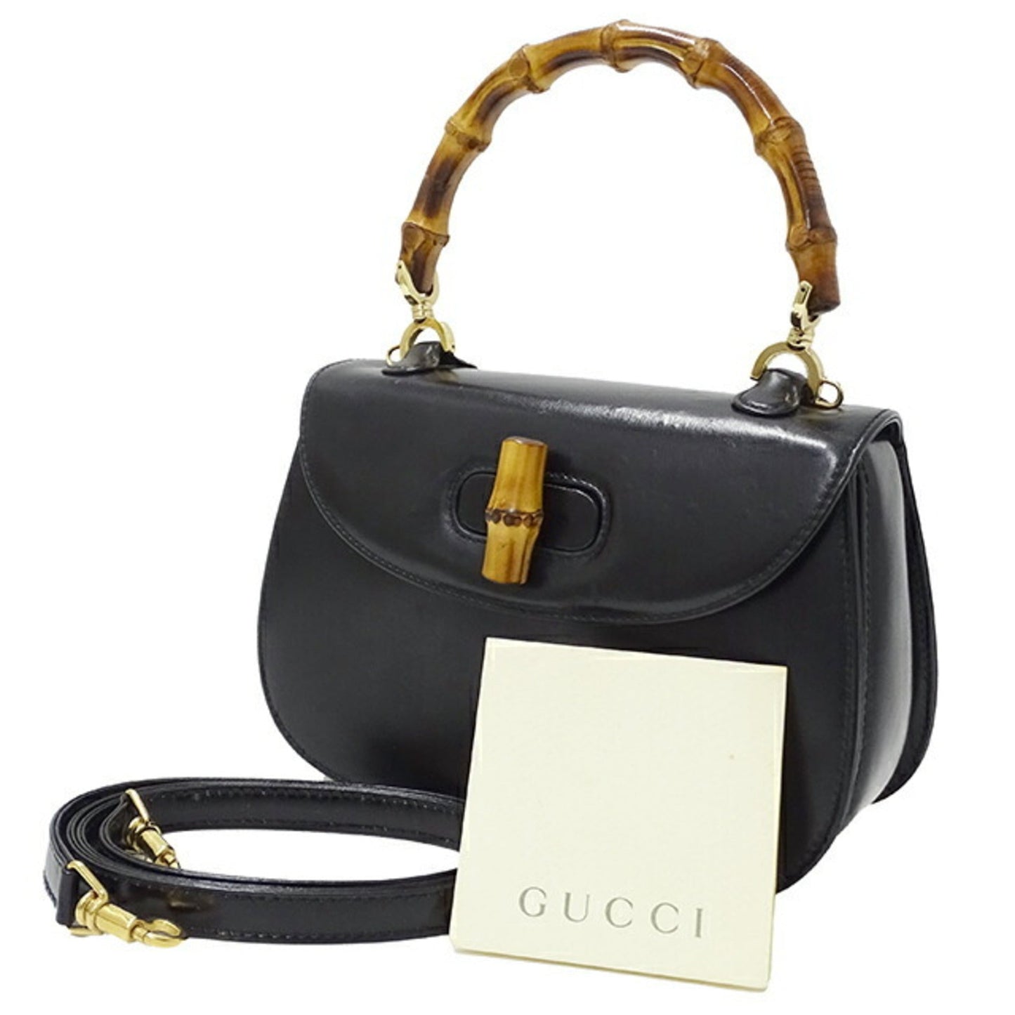 GUCCI Bag Women's Bamboo Handbag Shoulder 2way Leather Black 000 2046 0188