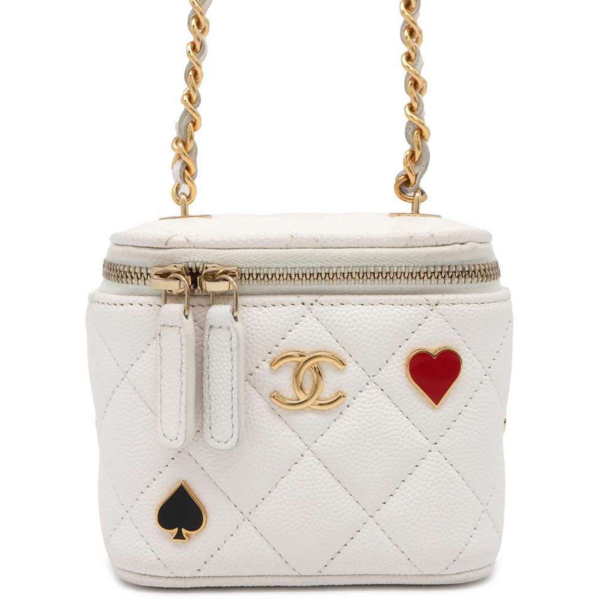 Chanel Chain Shoulder Bag Small Vanity Coco Mark Matelasse Playing Cards AP3078 White