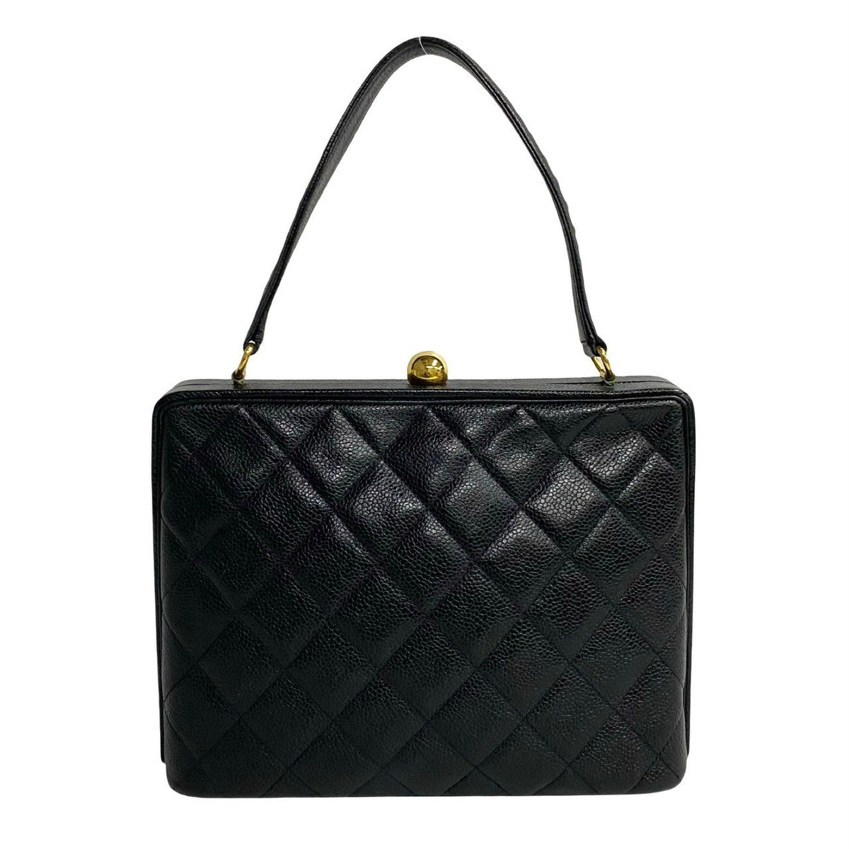 CHANEL Chanel Matelasse Coco Mark Caviar Skin Leather Handbag Tote Bag Black b76-3