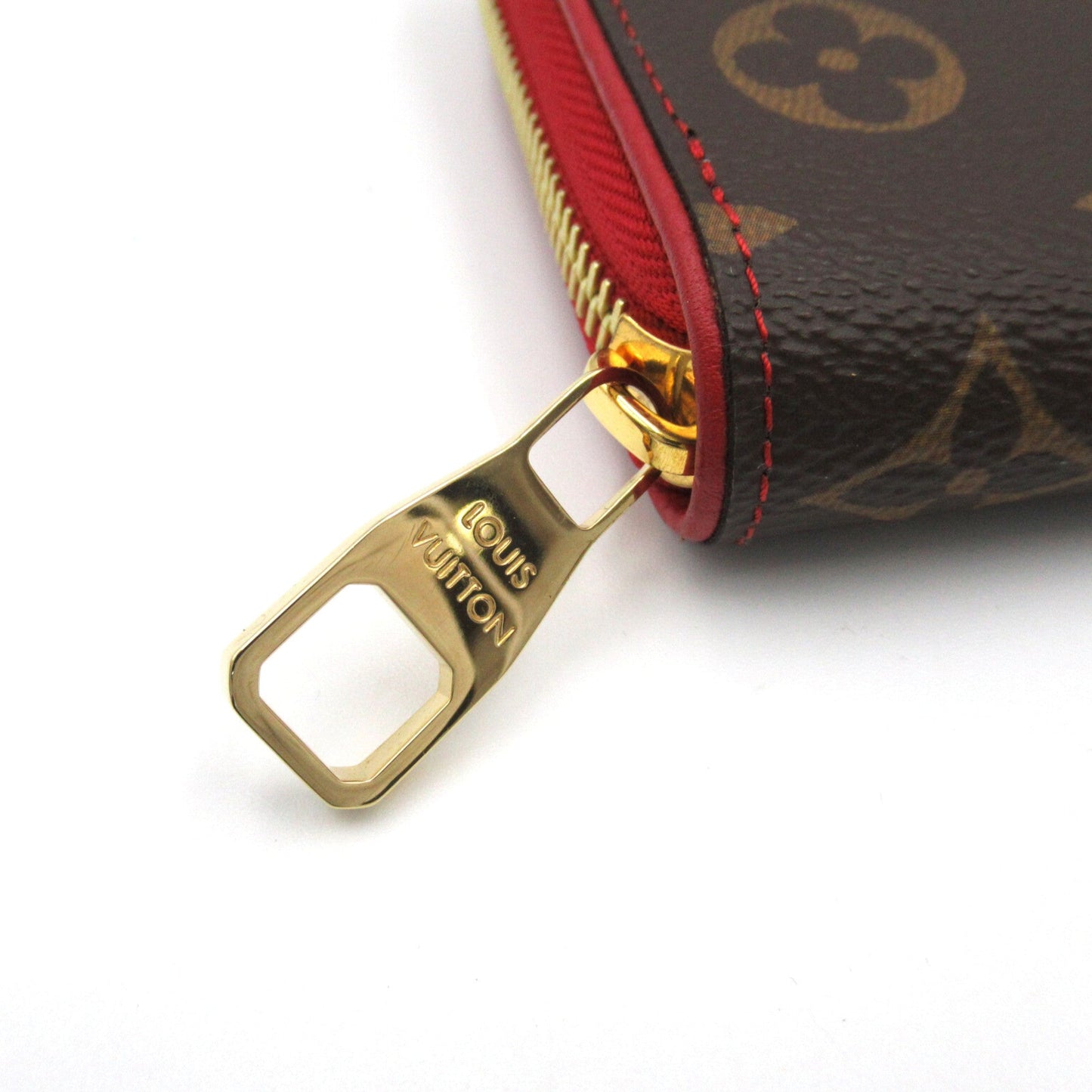 LOUIS VUITTON Zippy wallet Brown Red Cerise Monogram PVC coated canvas leather M61854