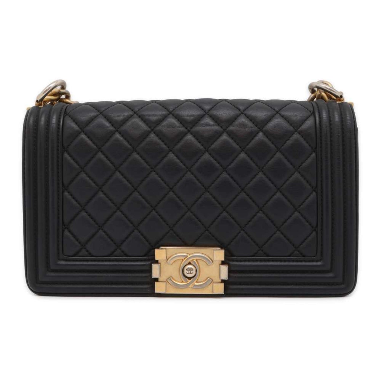 Chanel Chain Shoulder Bag Boy Lambskin Coco Mark A67086 CHANEL Black