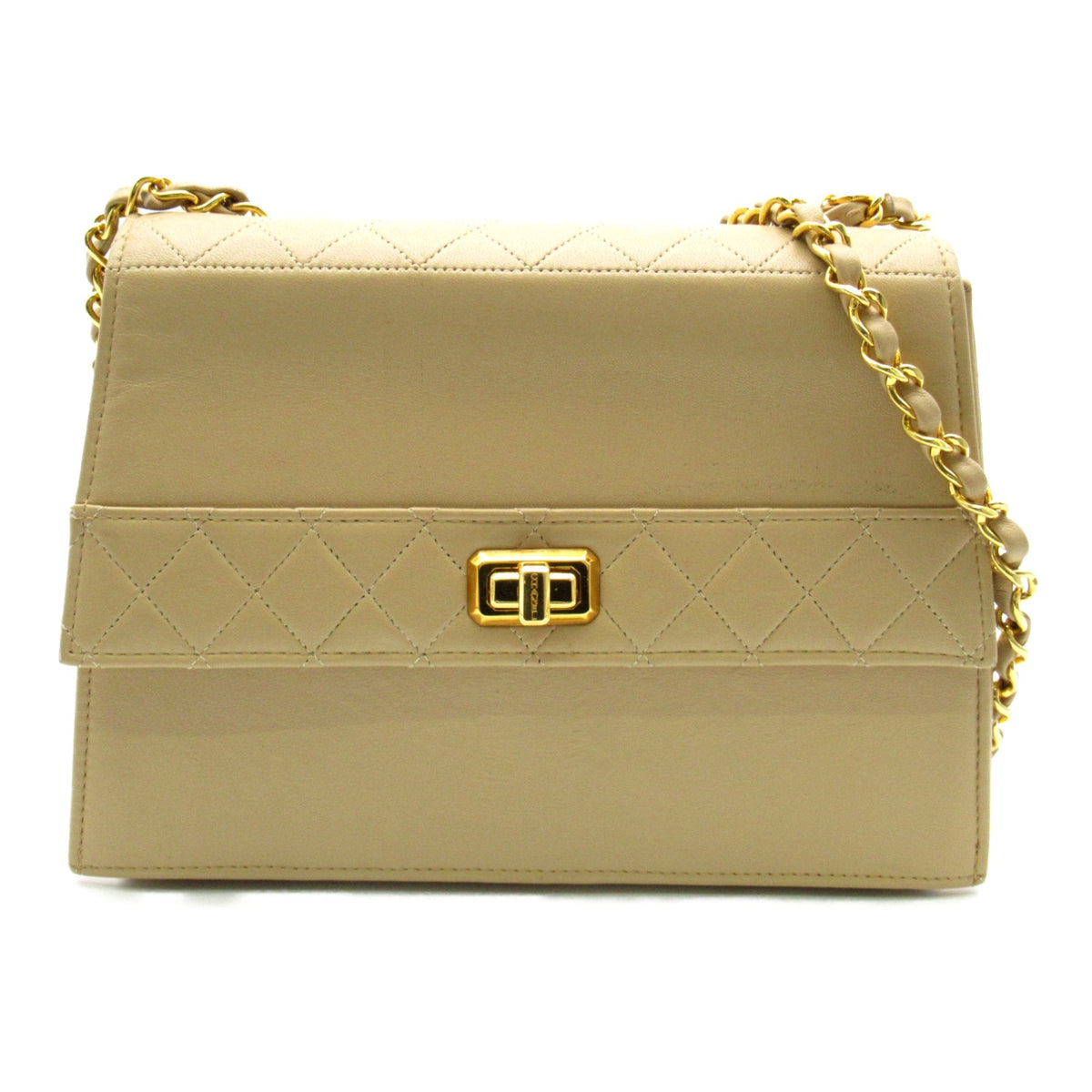 CHANEL ChainShoulder Bag Beige leather