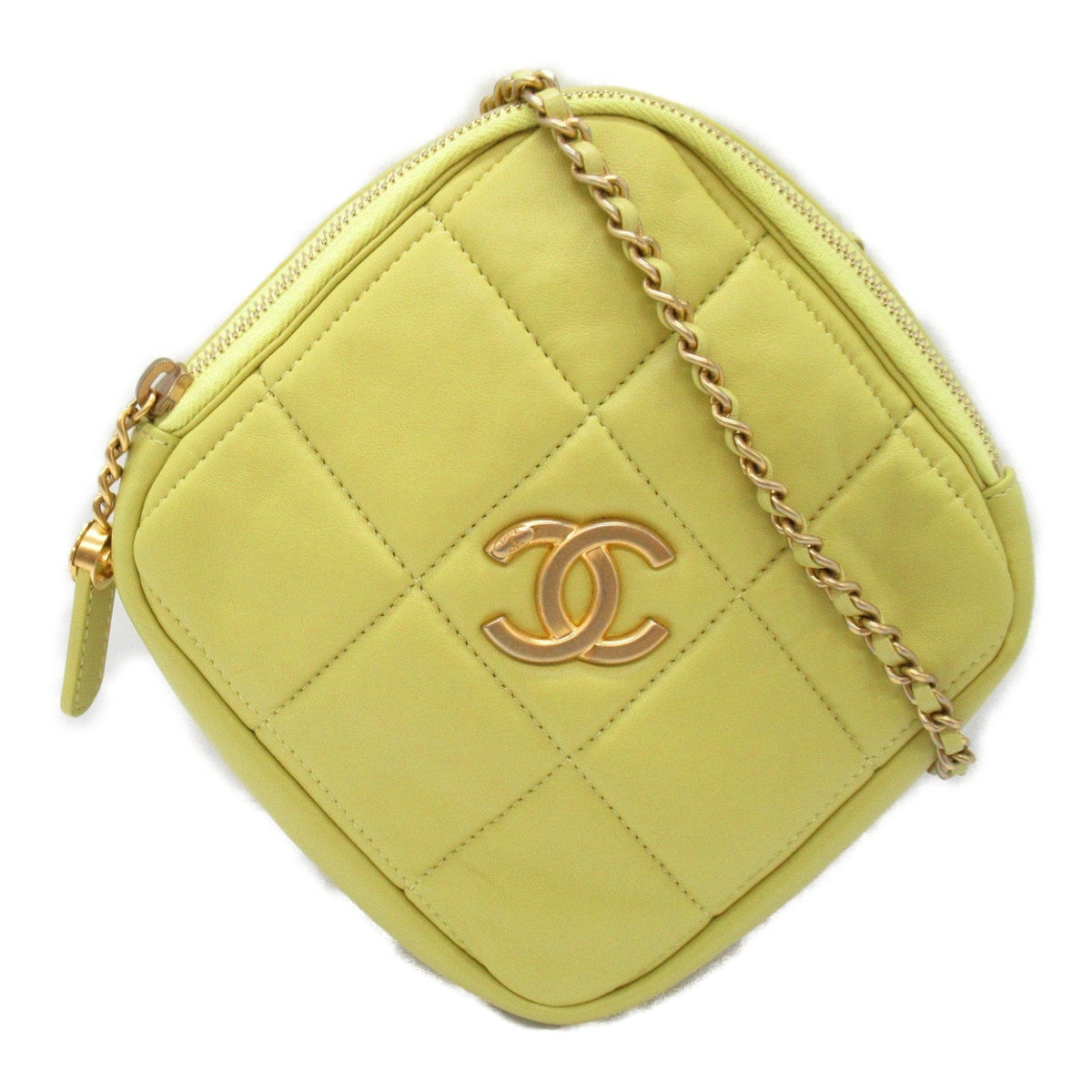 CHANEL Chain Shoulder Bag, Lambskin (Sheepskin), Women's, Yellow