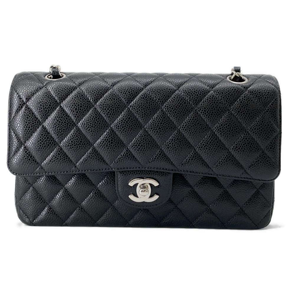 Chanel Chain Shoulder Bag Matelasse 25 Coco Mark Caviar Skin A01112 CHANEL Black