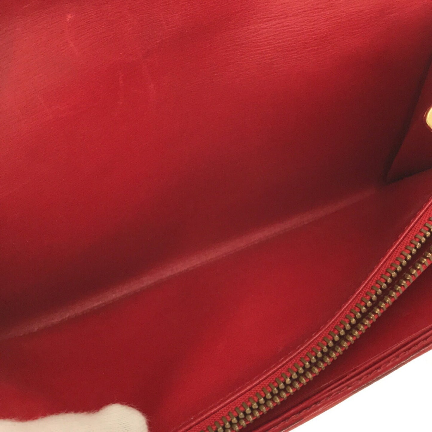 LOUIS VUITTON Pochette Porto Mone Credit M63577 Epi Leather Red Gold Metal Fittings Bifold Long Wallet Women's