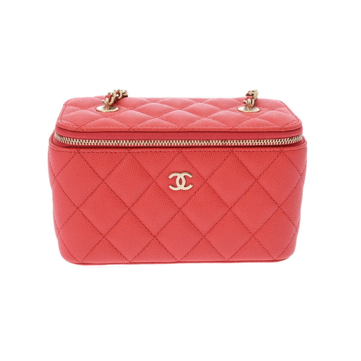 CHANEL Chanel Matelasse Chain Vanity Pink Orange AP1341 Women's Caviar Skin Shoulder Bag