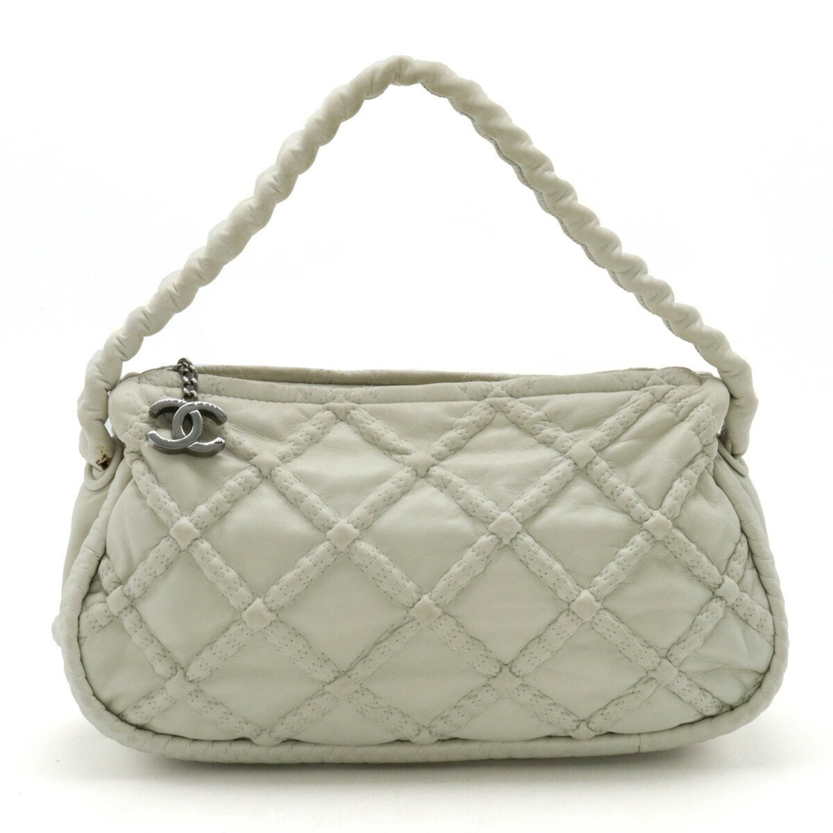 CHANEL Chanel Matelasse Ultra Stitch Shoulder Bag Leather Off-White