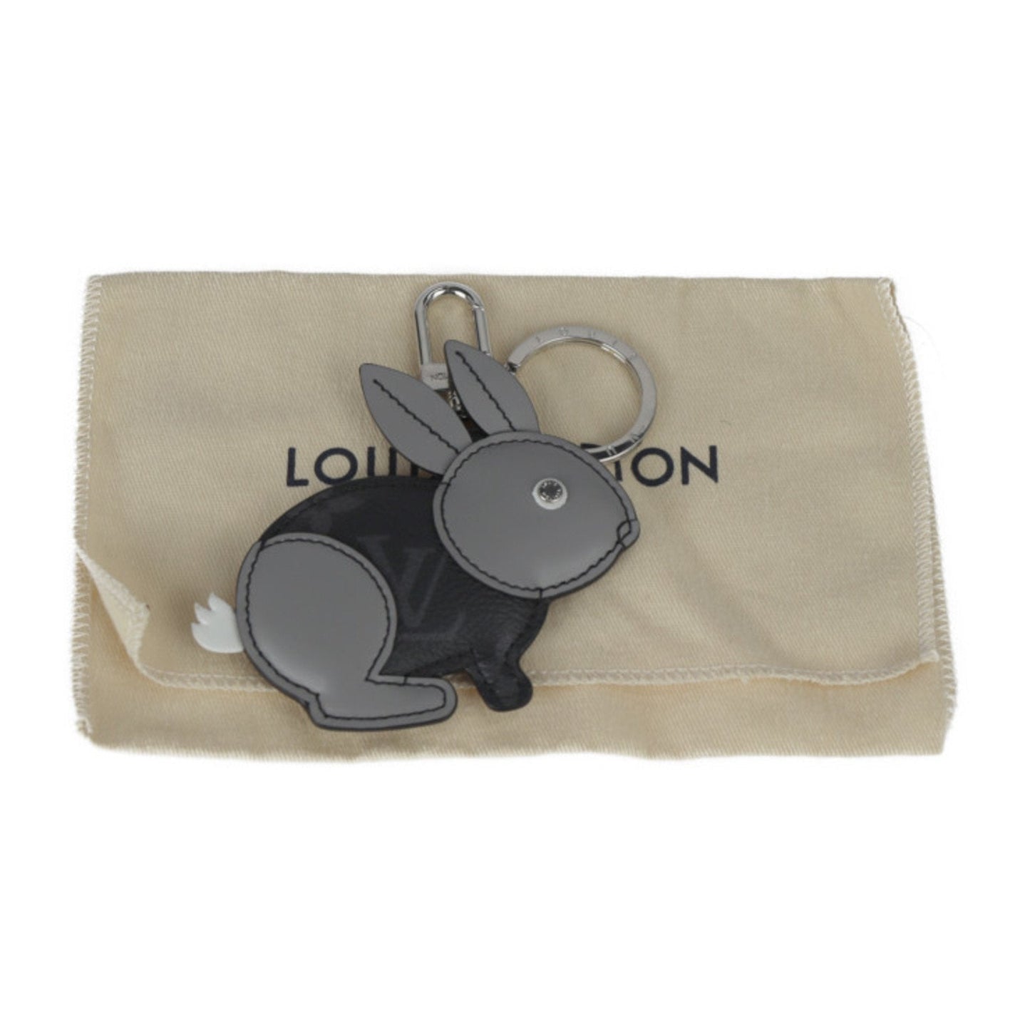 LOUIS VUITTON Portocre Animal Rabbit Keychain M63224 Monogram Eclipse Leather Black Gray Silver Metal Fittings Key Ring Bag Charm