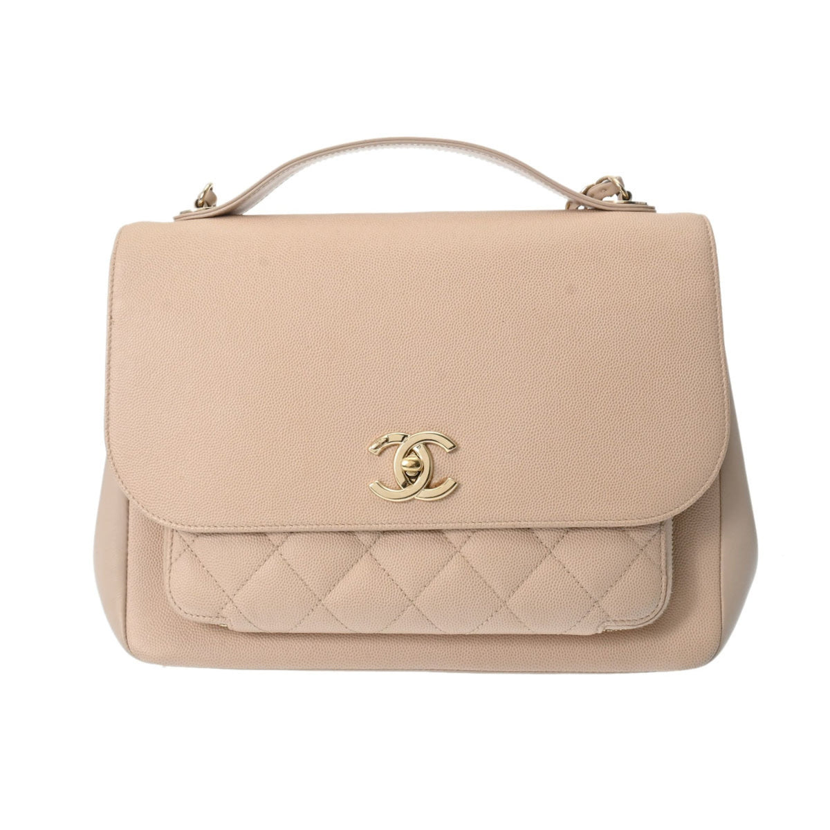 CHANEL Chanel Matelasse Affinity Large Beige Women's Caviar Skin Shoulder Bag