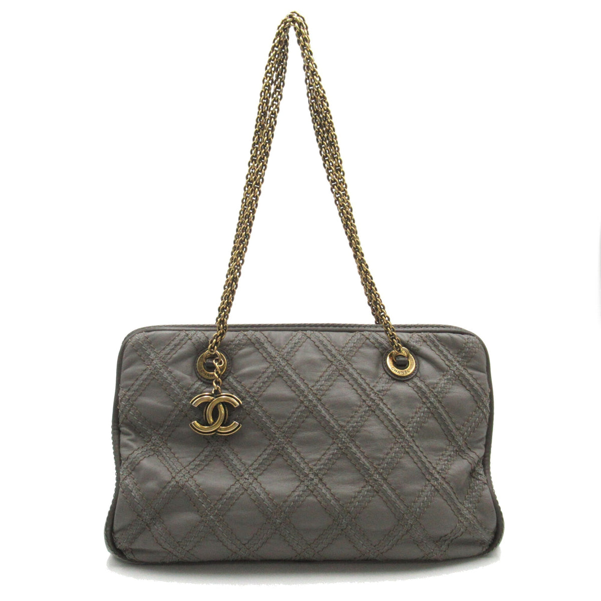 CHANEL ChainShoulder Gray leather