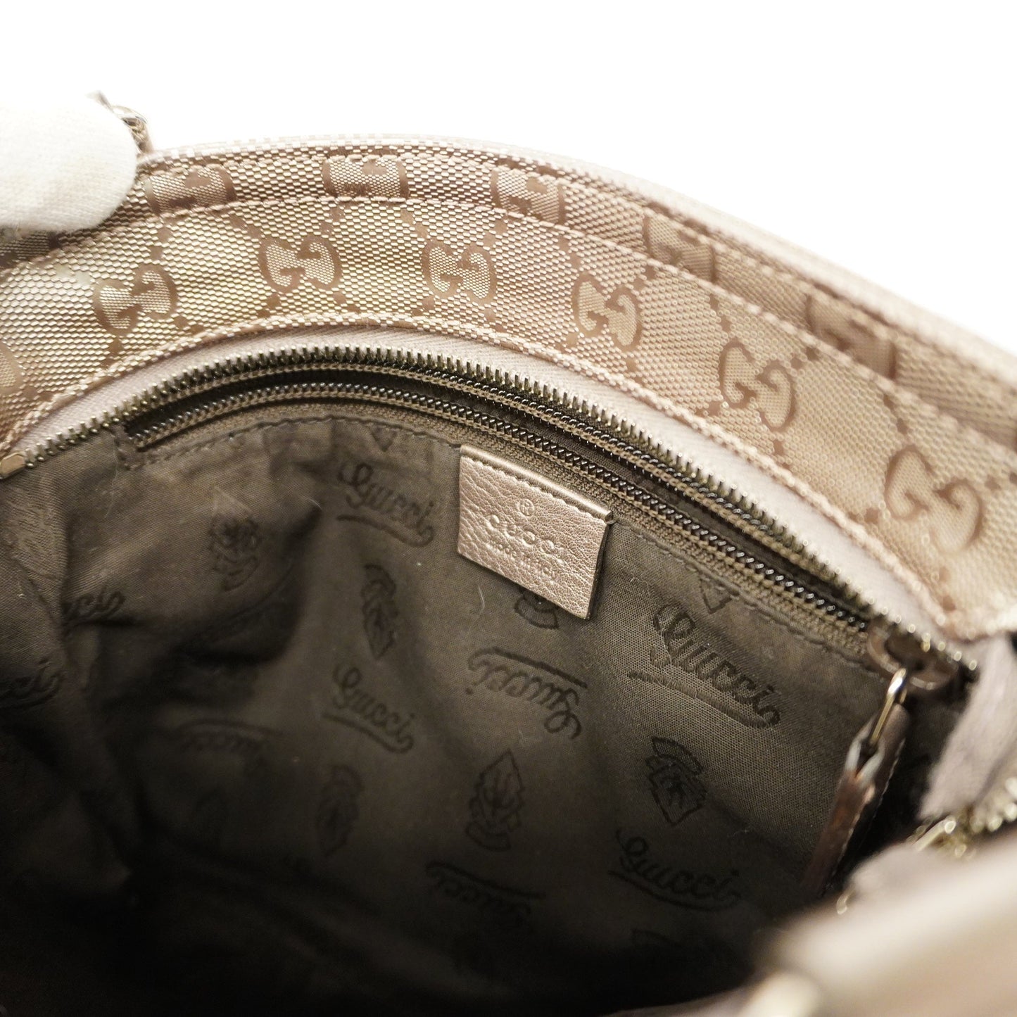 GUCCI GG Imprime 201538 Women's Leather Shoulder Bag Gray