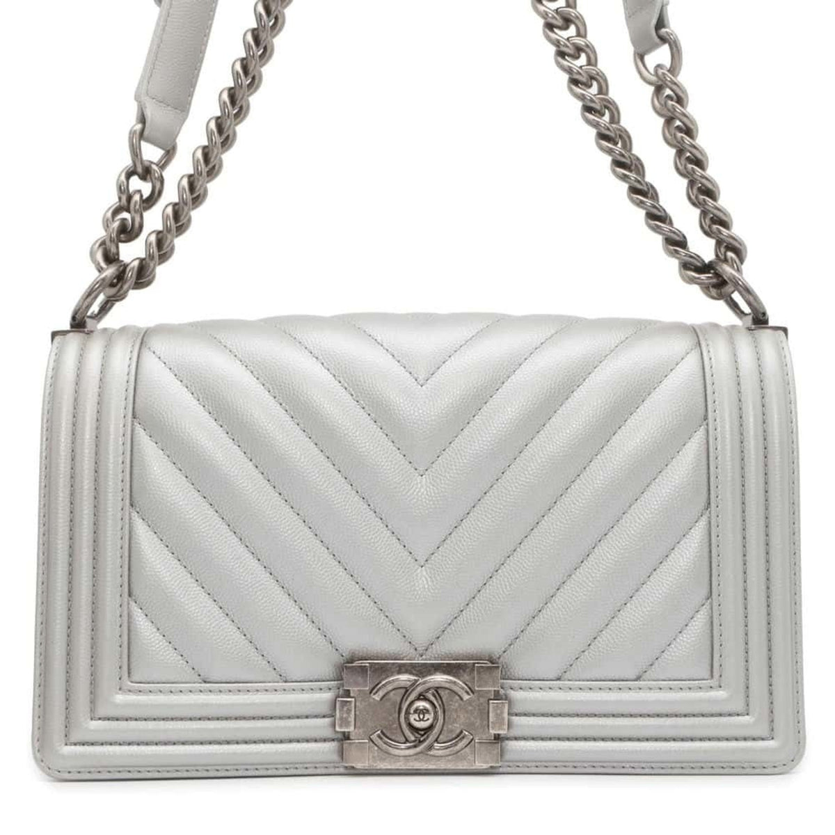 Chanel Chain Shoulder Bag Boy Chevron Caviar Skin A67086 CHANEL V Stitch Women's