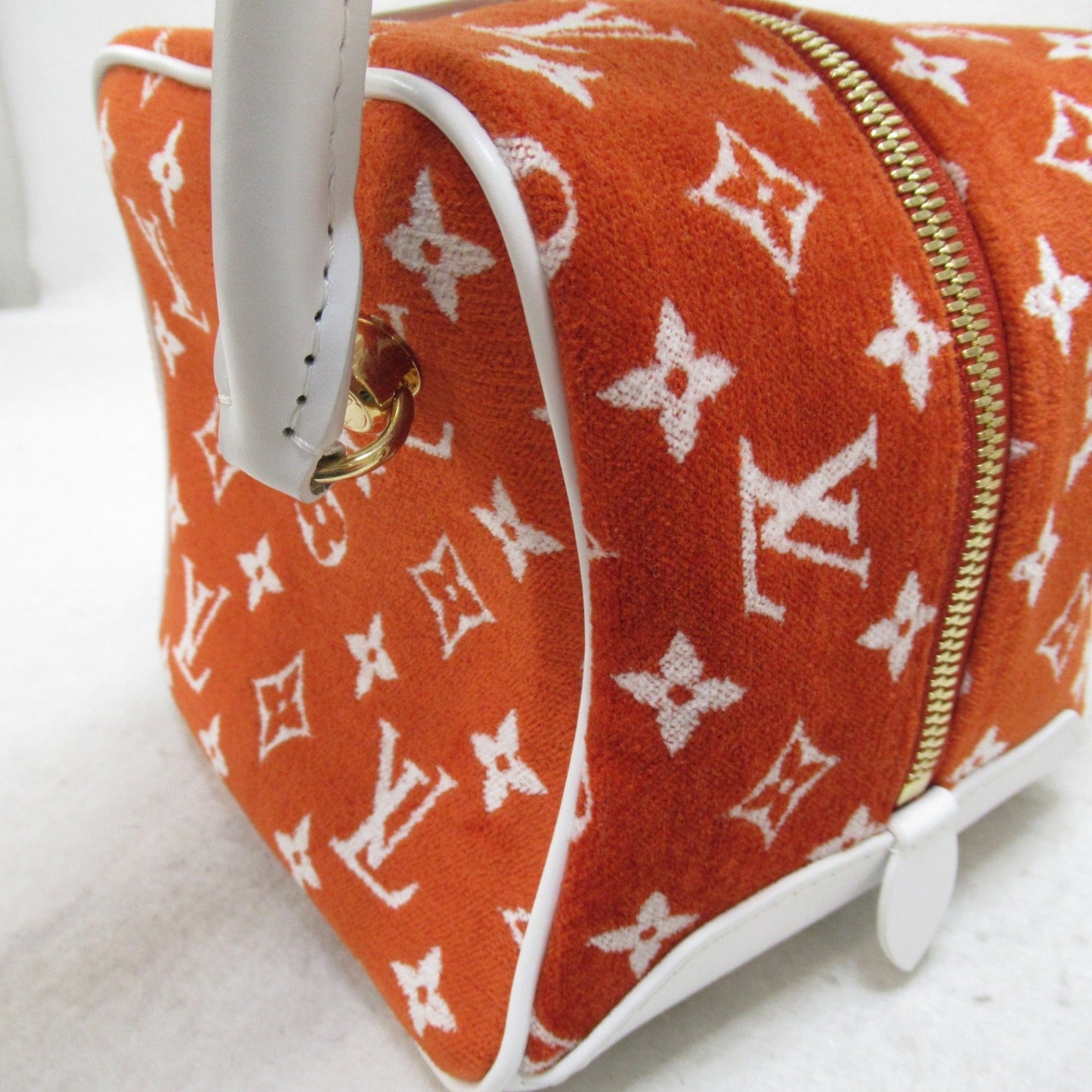 LOUIS VUITTON LV match square bag Red leather Monogram jacquard velvet M46212