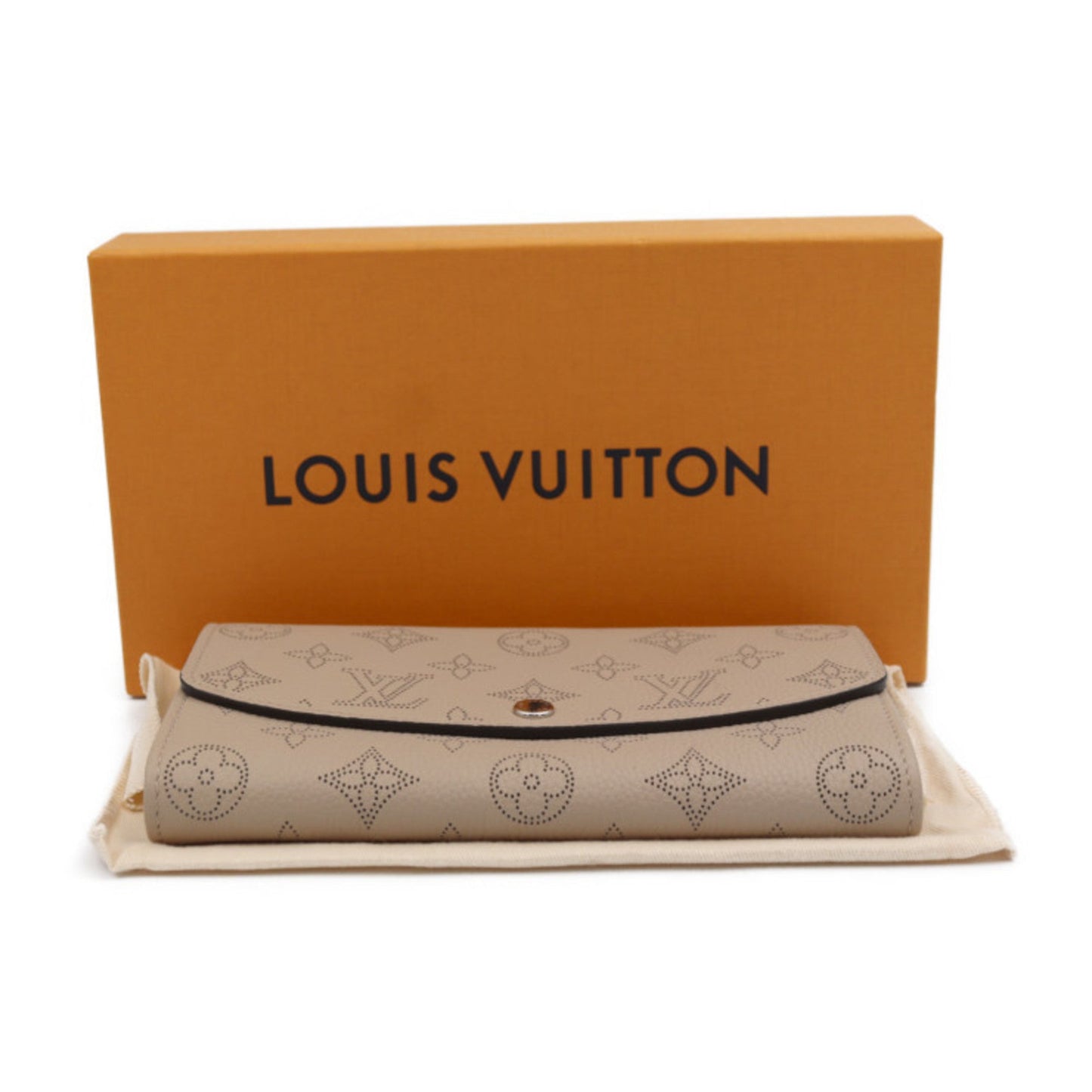 LOUIS VUITTON Portefeuille Iris Bifold Wallet M60144 Monogram Mahina Galle Beige Series Silver Hardware Long
