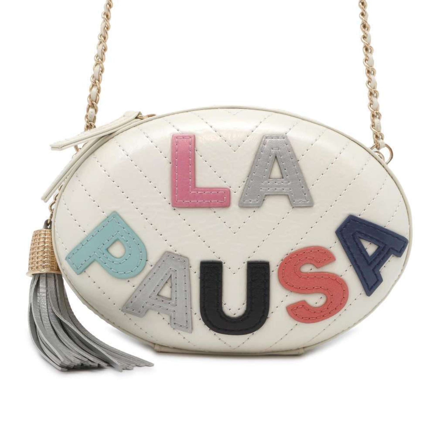 Chanel Chain Shoulder Bag La Pausa V-Stitch Leather CHANEL White Tassel LA PAUSA