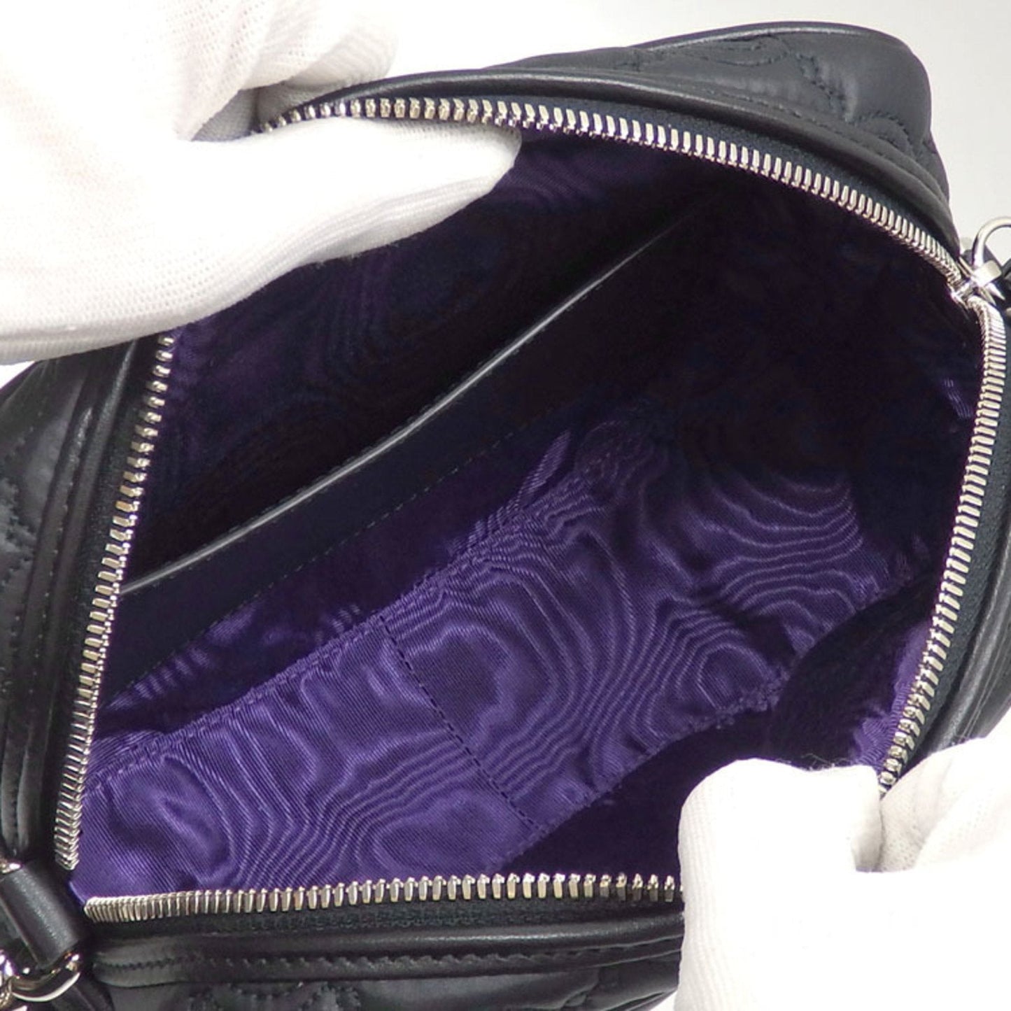 GUCCI Shoulder Bag GG Matelasse Small Women's Black Leather 702234