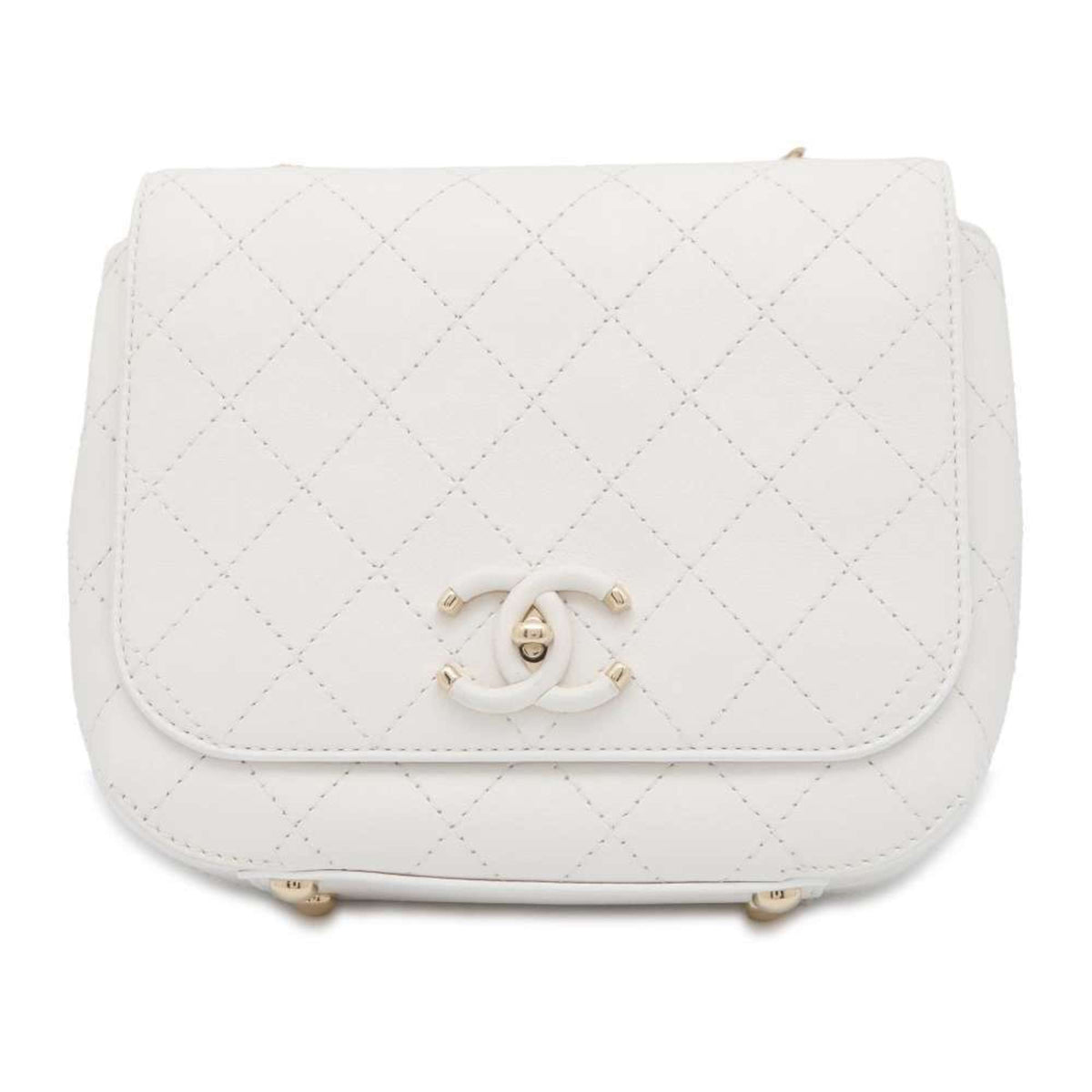 Chanel Chain Shoulder Bag Matelasse Coco Mark CHANEL White