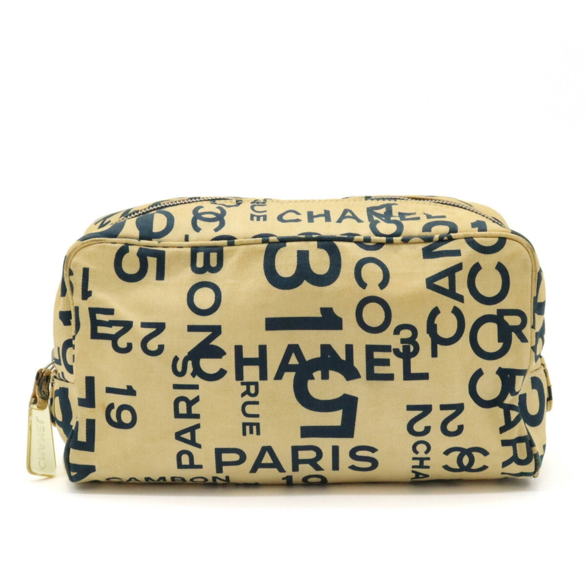 CHANEL Chanel Bi-C Line Multi-Pouch Canvas Beige Navy