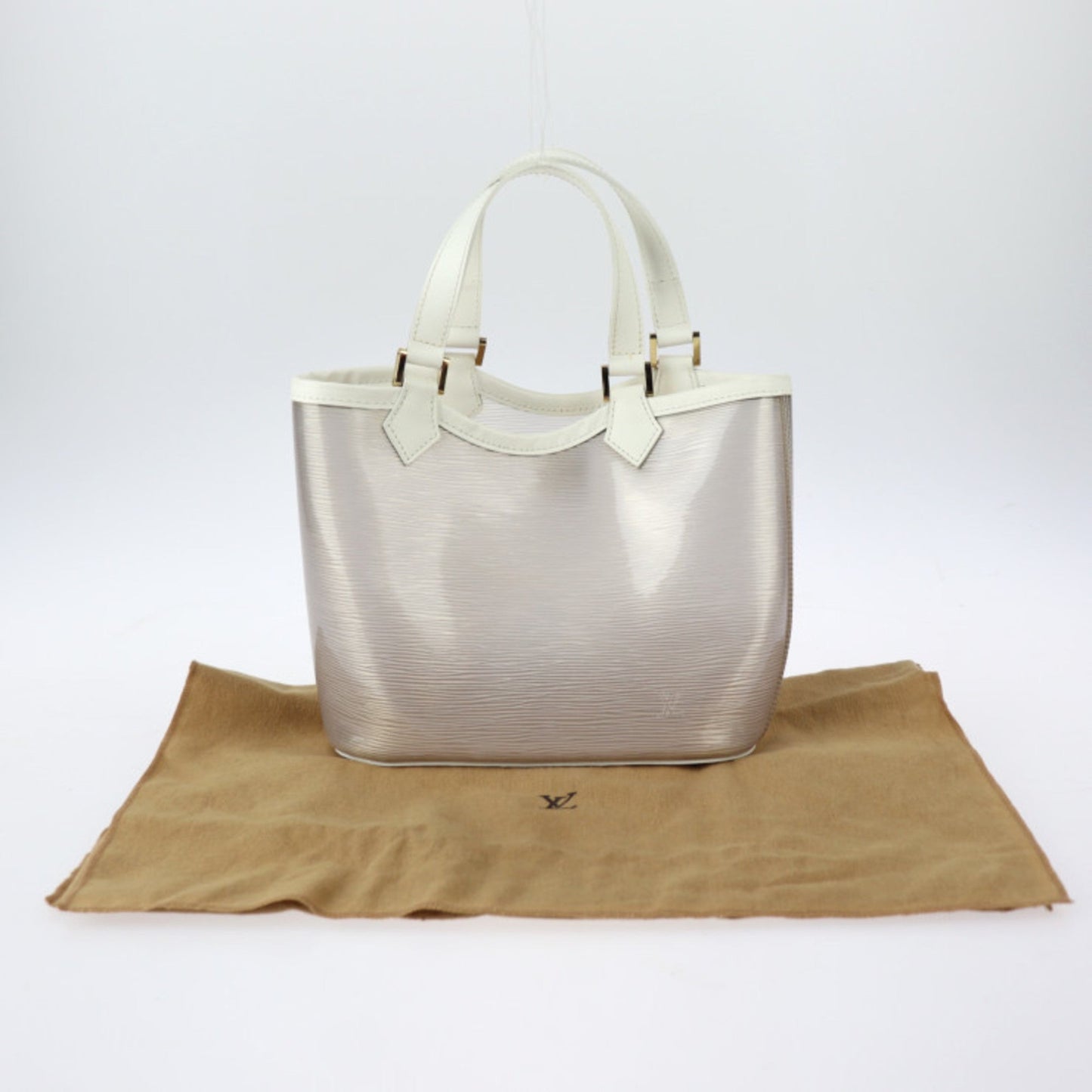 LOUIS VUITTON Mini Lagoon Bay Epi Plage Handbag M92263 PVC Leather Greige White Gold Hardware