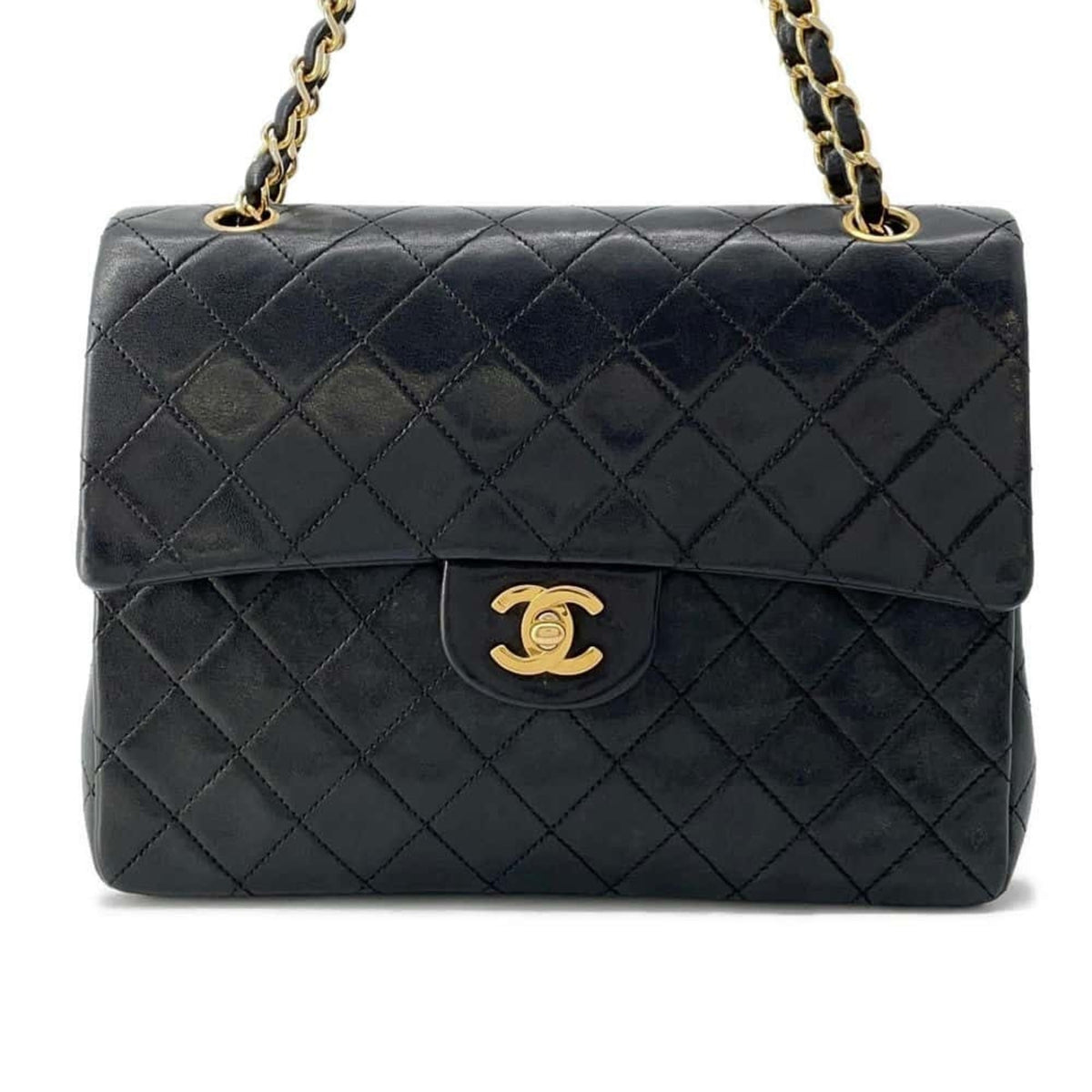 Chanel Chain Shoulder Bag Matelasse 25 Coco Mark Lambskin Double CHANEL Black