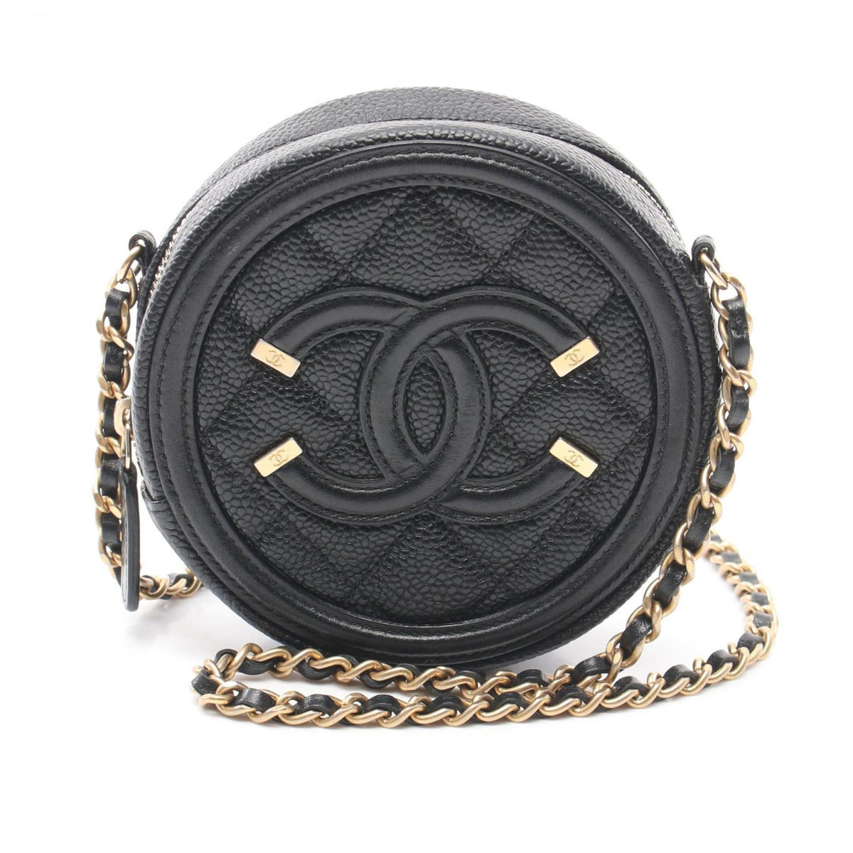 Chanel CHANEL CC Figley Shoulder Bag Caviar Skin Women's Black AP0365