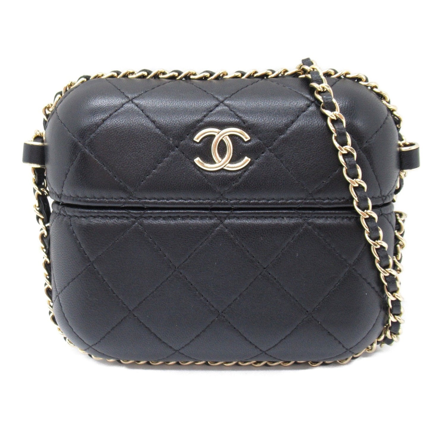 CHANEL Chain Pochette Shoulder Bag, Lambskin (Sheepskin), Women's, Black