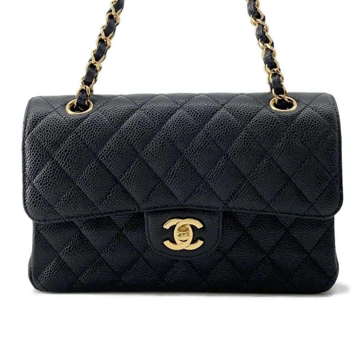 Chanel Chain Shoulder Bag Matelasse 23 Coco Mark Double Caviar Skin A01113 CHANEL Black