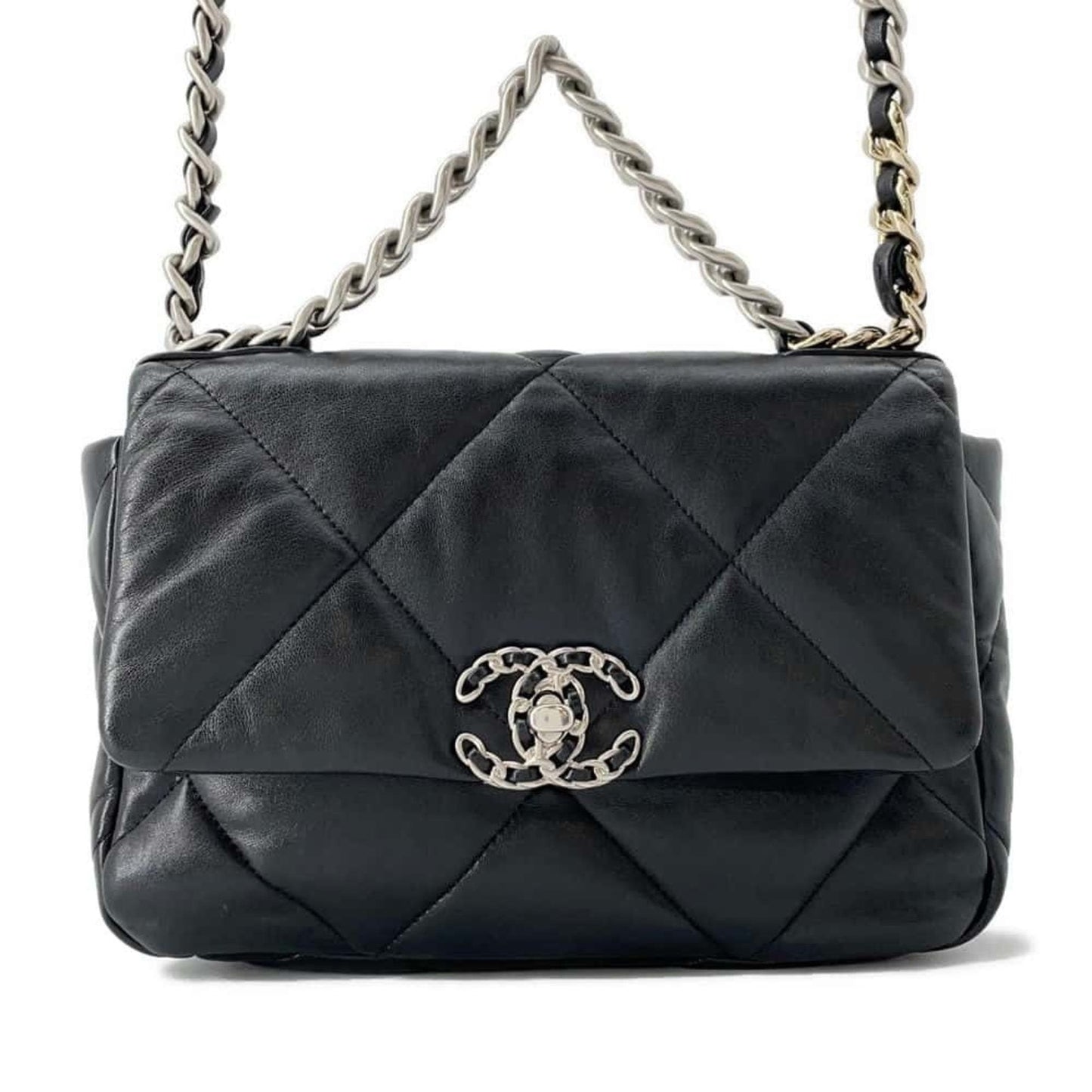 Chanel Chain Shoulder Bag 19 Flap Coco Mark Lambskin AS1160 CHANEL Black