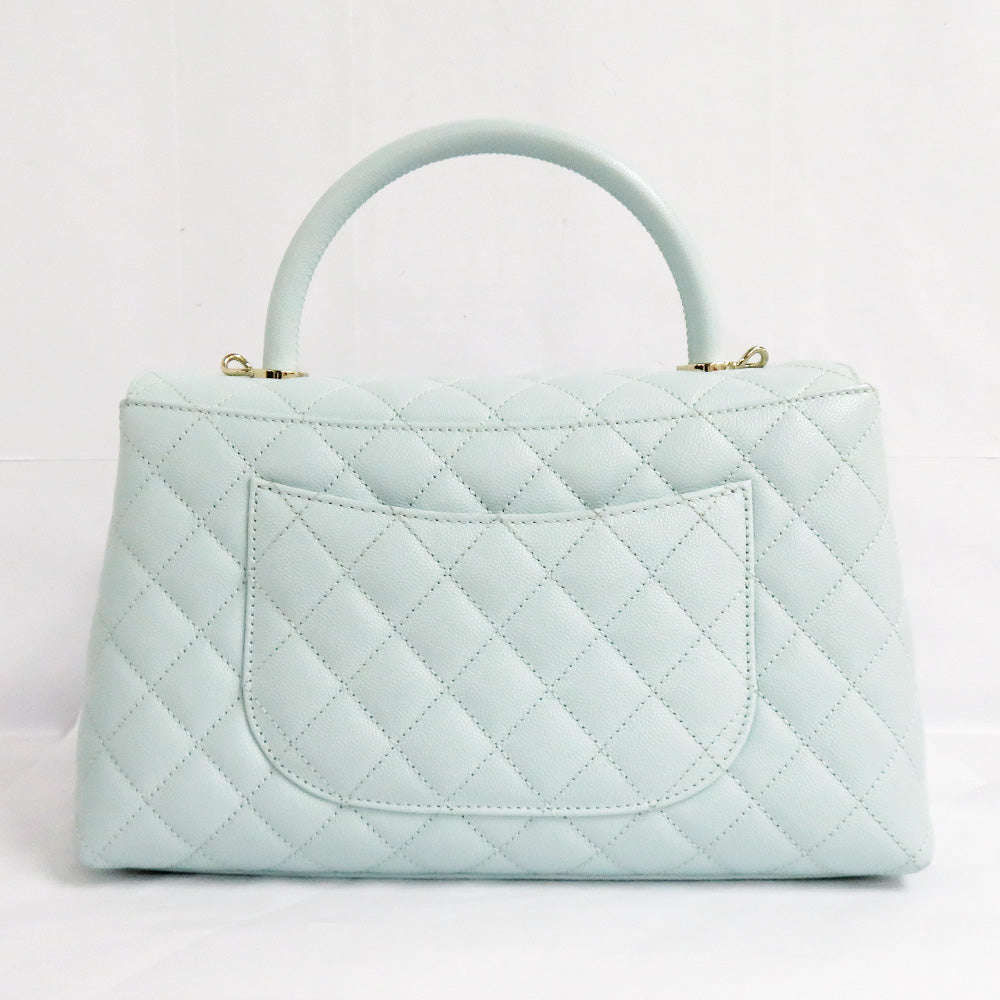 CHANEL CHANEL Coco Handle 29 Top Handle Flap Bag A92991 Caviar S Light Blue G Water Color Handbag Shoulder Bag Wade
