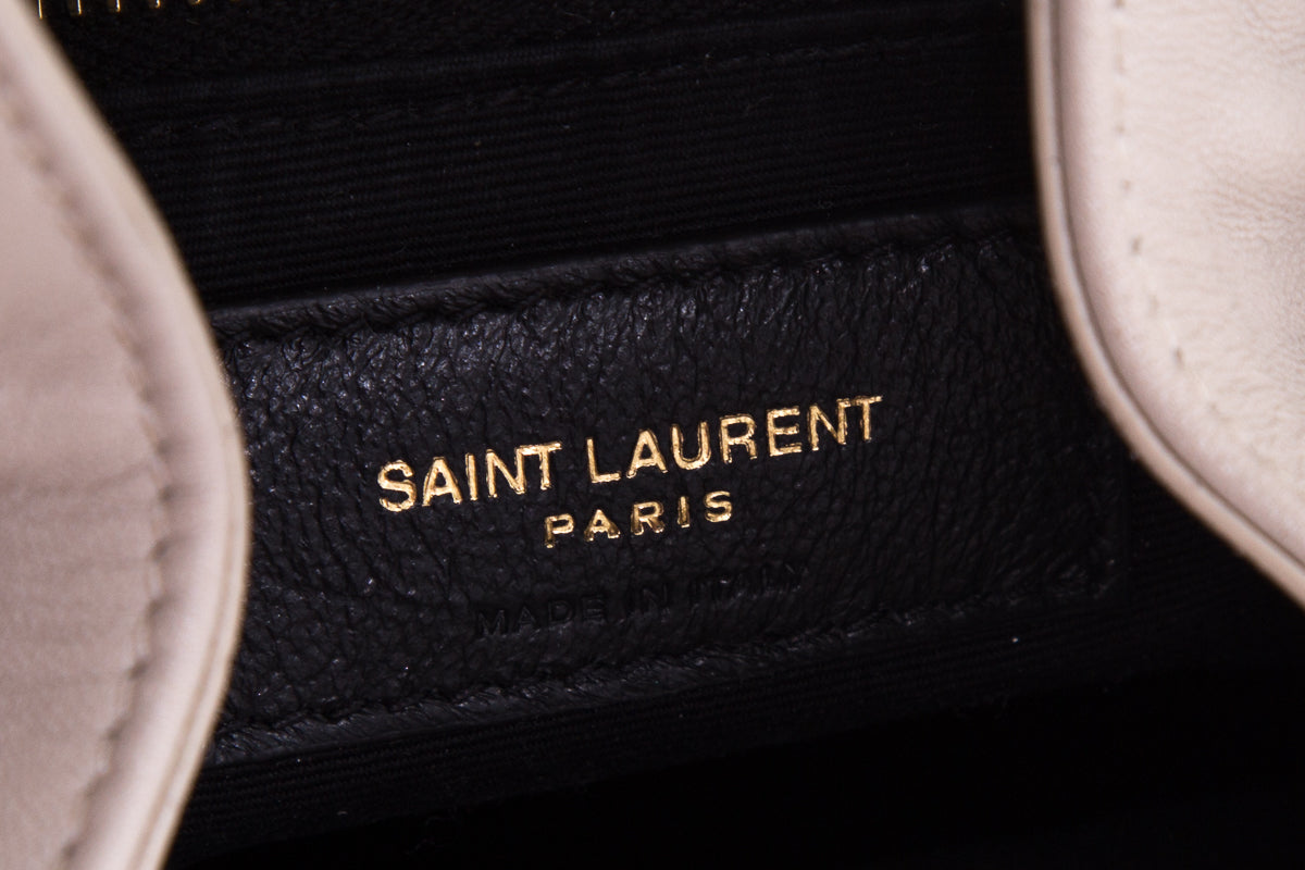 YSL Blanc Chevron Quilted Backpack Handbag