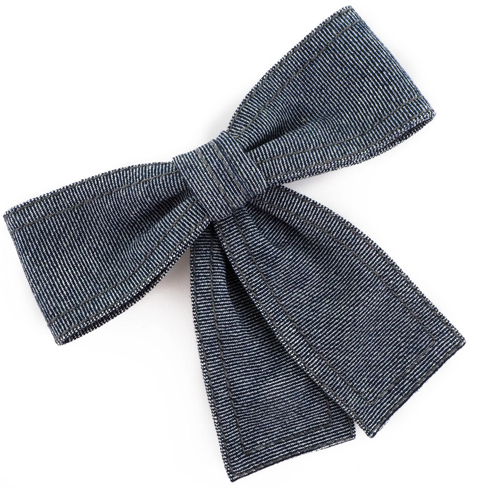 Chanel CHANEL Brooch Ribbon Cotton Denim French Made Blue 24g A+ Ranked Laminated