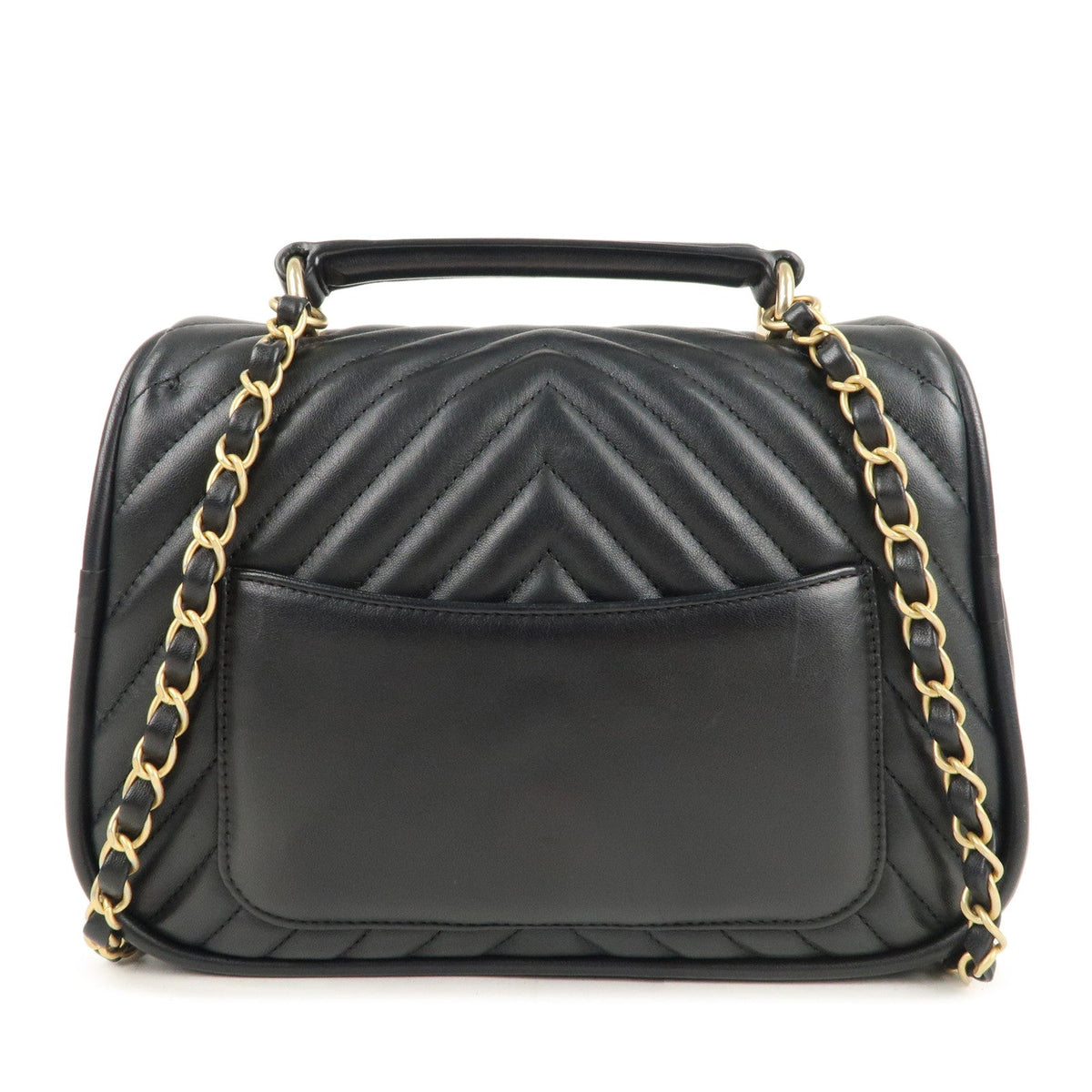 Chanel Chevron Lamb Skin WAY Chain Shoulder Bag Black A