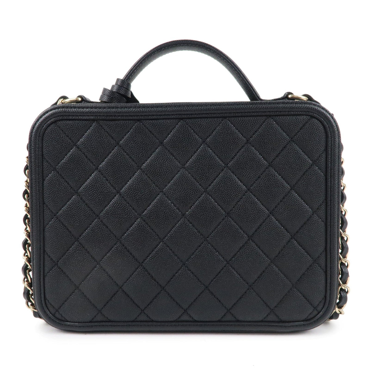 CHANEL CC Filigree Matelasse Caviar Skin Shoulder Bag Black A93344