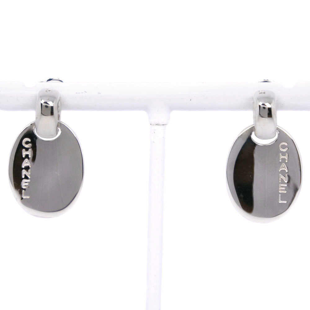 Chanel CHANEL logo plate Stud Earrings Oval Silver 925 French made 8.1g logo A-rang