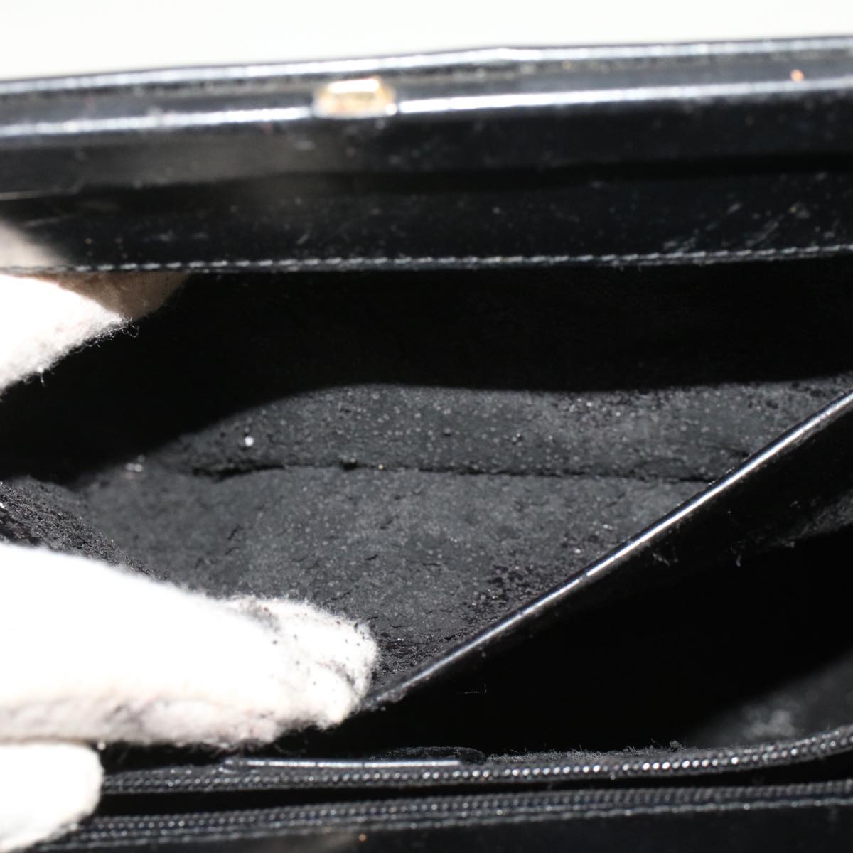 GUCCI Bamboo Gamaguchi Hand Bag Leather Black 000.781.0295 43320