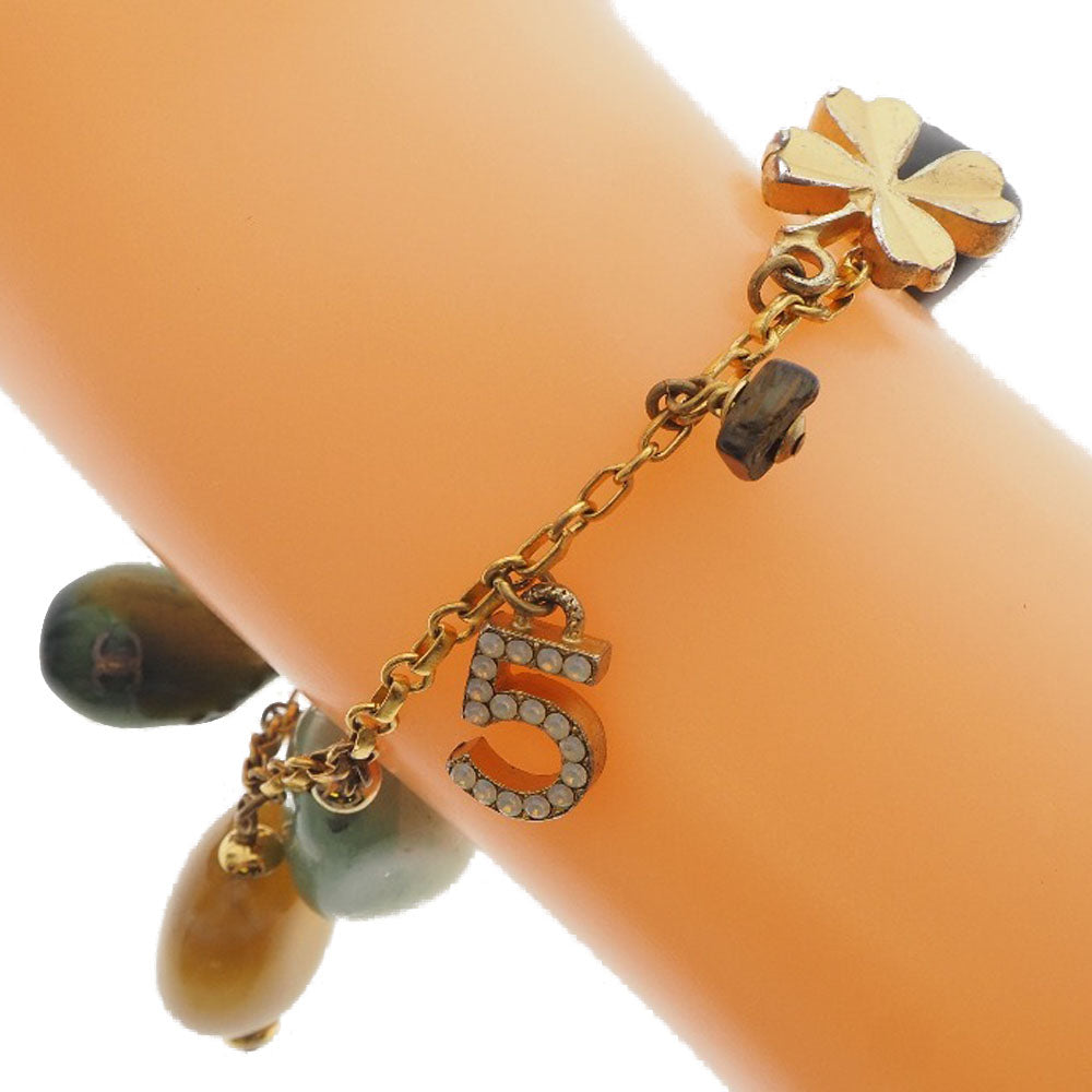 Chanel Chanel Coco Mark Bracelet Clover Color Stone G Mack x Natural Stone French made 2001 Gold 01A 42.8g COCO Mark
