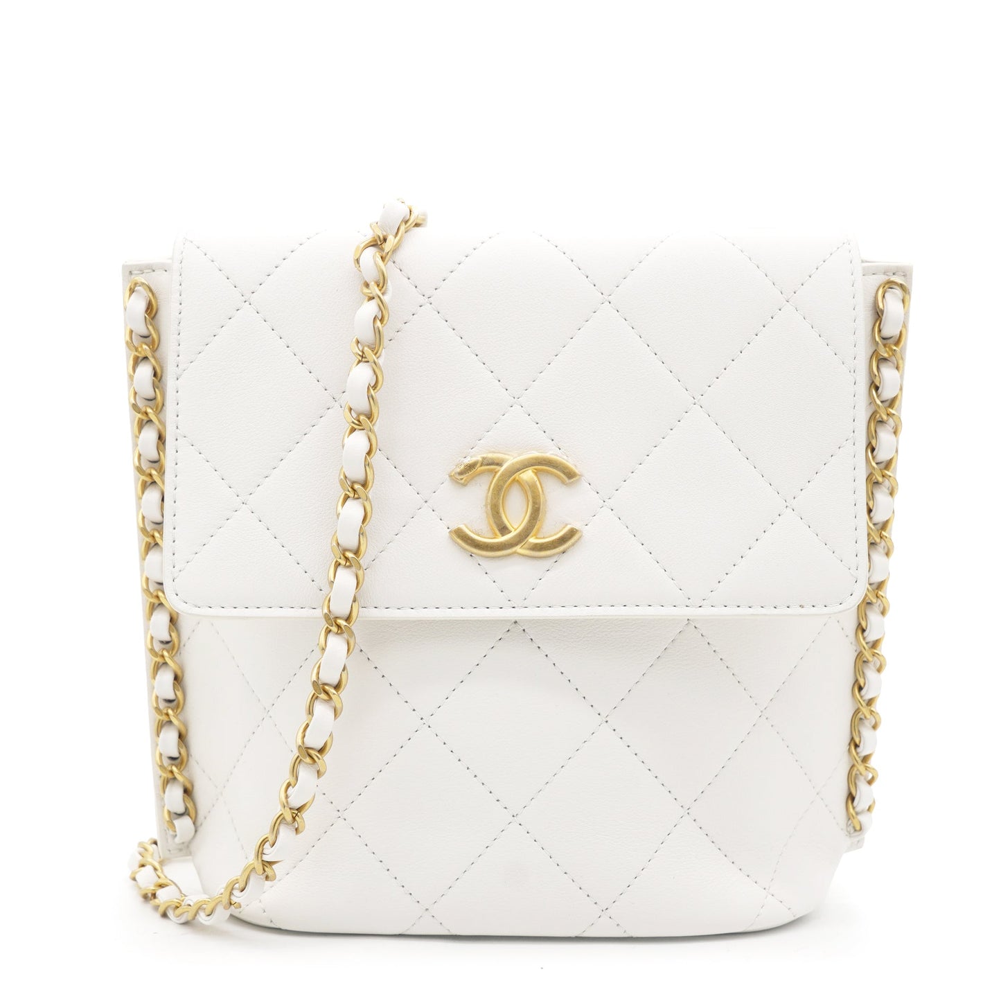 Chanel Chain Edge Detail Flap Bag White