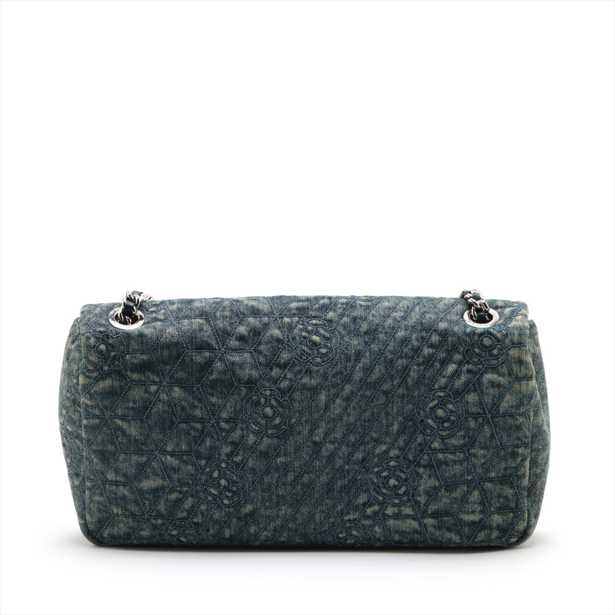 Chanel Camellia Denim Single Flap Double Chain Bag Blue Silver G St Several -Earth Harnesses