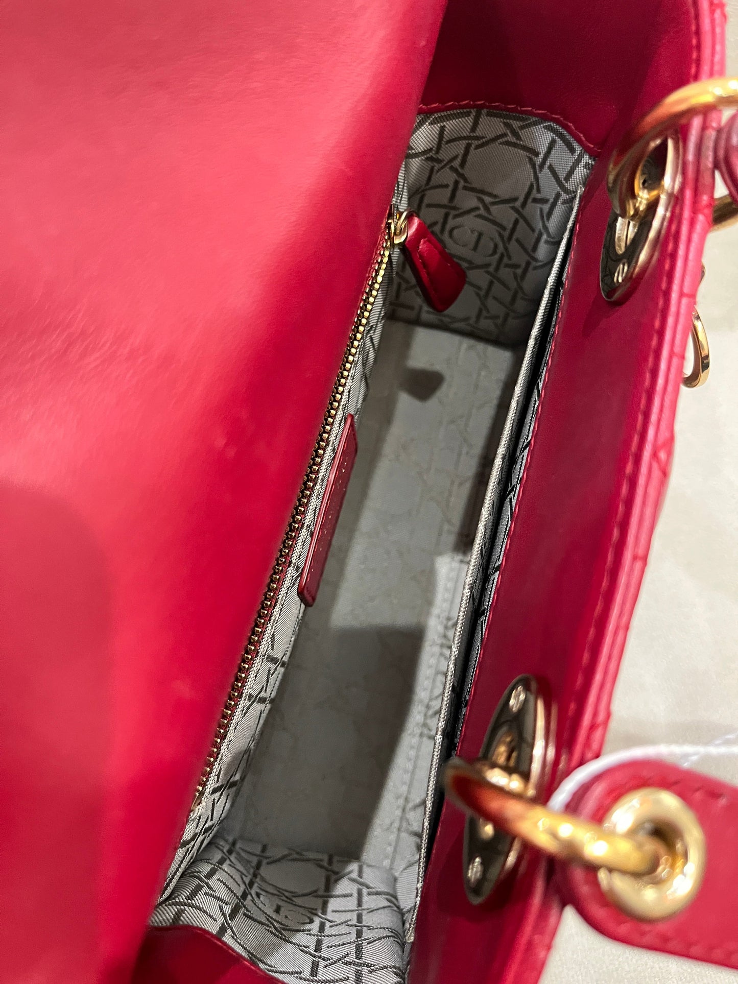 Pre-owned Dior Small My ABC Lady Dior Red Wine Lambskin with Golden Hardware, 2018, w/ Full Set