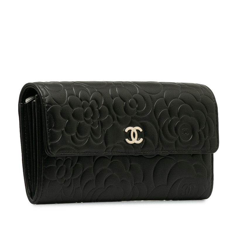 CHANEL CAMERIA COCOMARK Long Wallet Black CHANEL