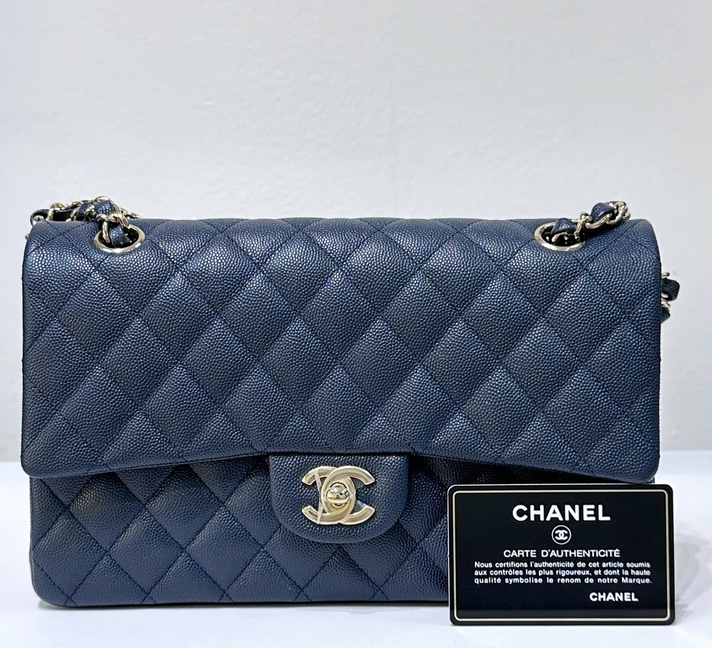 Chanel Flap Medium Quilted Navy Shoulder Bag