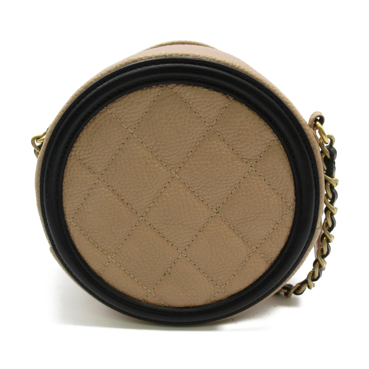 CHANEL CHANEL Chain Pochette Shoulder Bag Caviar S Beige / Black