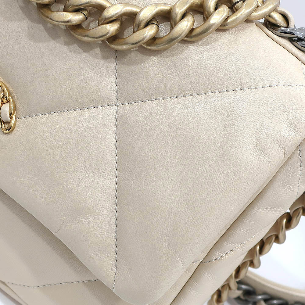 CHANEL CHANEL19 Chain Shoulder Bag Matrasse AS1160 Beige GD/SV G Woman 28th St/8-digit Purchase Certificate Box